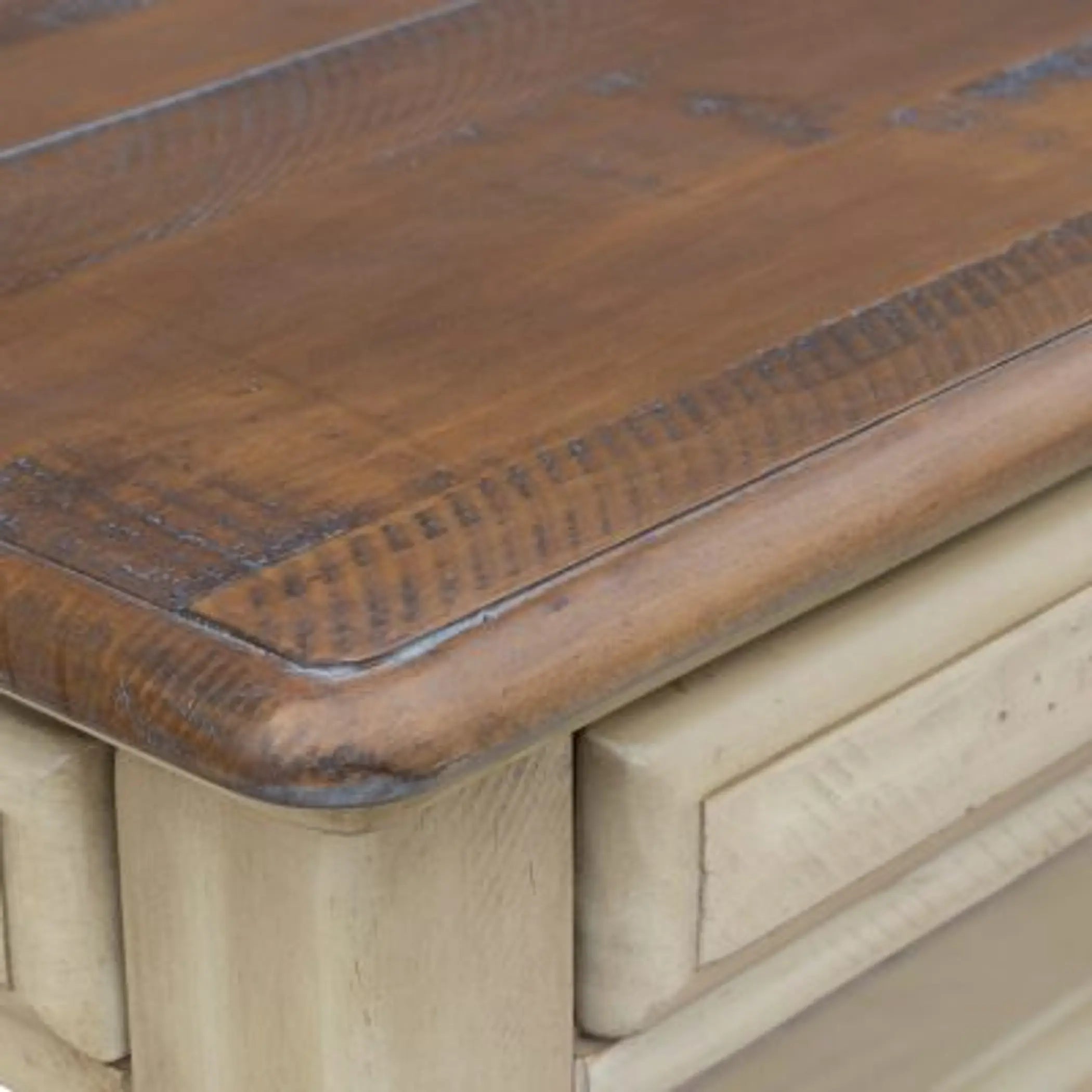 Sunset Trading Shades of Sand Computer Desk | Vanity Table | Drawer | Fully Assembled | Cream/Walnut Brown Solid Wood Sunset Trading