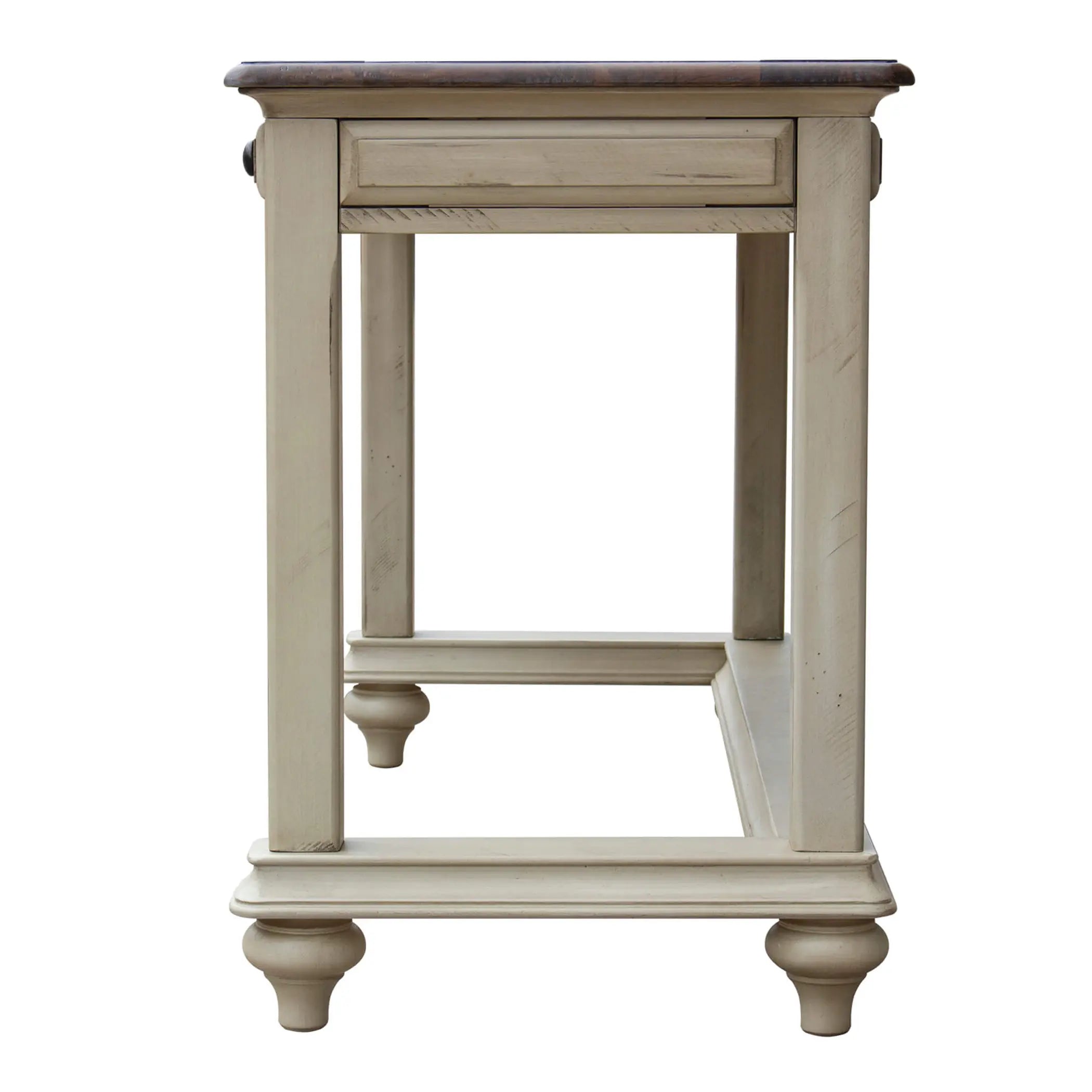 Sunset Trading Shades of Sand Computer Desk | Vanity Table | Drawer | Fully Assembled | Cream/Walnut Brown Solid Wood Sunset Trading