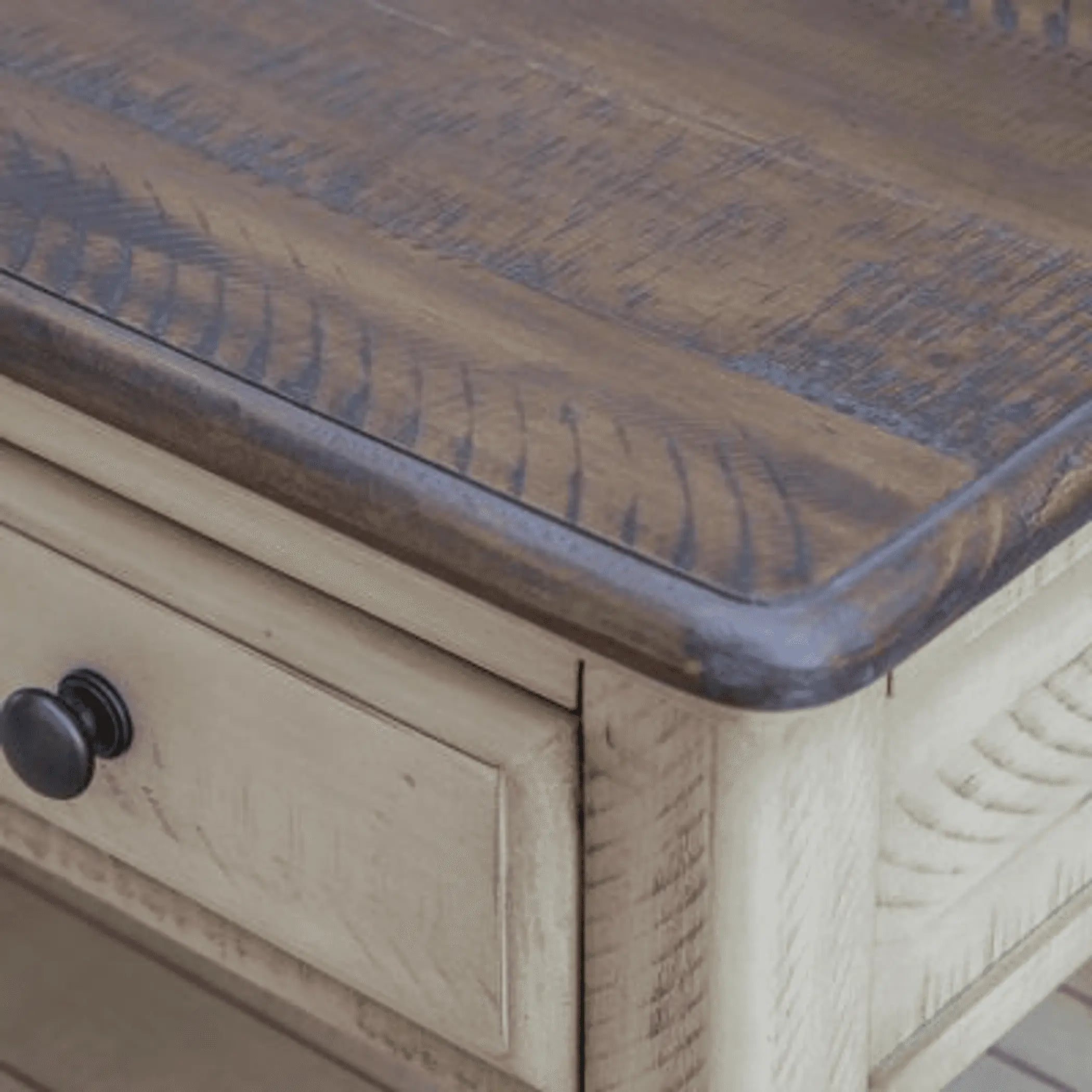 Sunset Trading Shades of Sand Console Sofa Table | Cream/Walnut Brown Solid Wood Sunset Trading