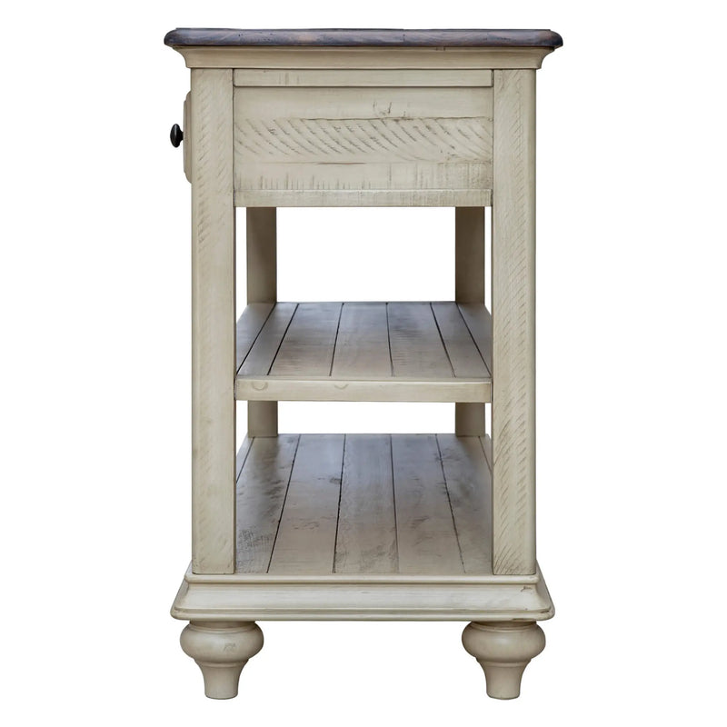 Sunset Trading Shades of Sand Console Sofa Table | Cream/Walnut Brown Solid Wood Sunset Trading
