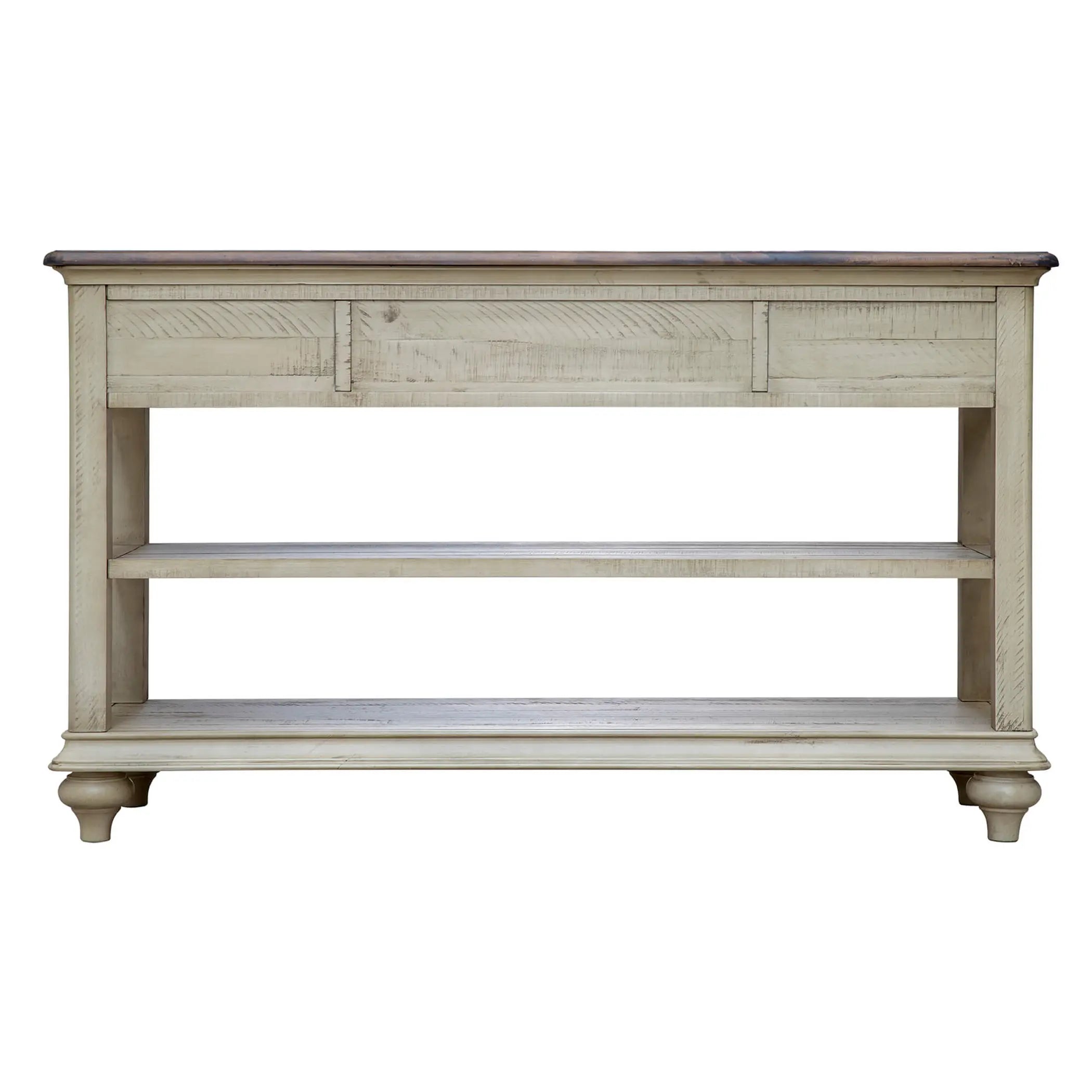Sunset Trading Shades of Sand Console Sofa Table | Cream/Walnut Brown Solid Wood Sunset Trading