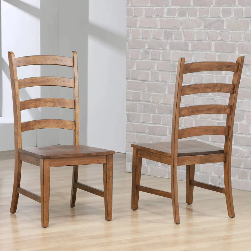 Sunset Trading Simply Brook Ladder Back Dining Chair | Set of 2 | Amish Brown Solid Wood Sunset Trading
