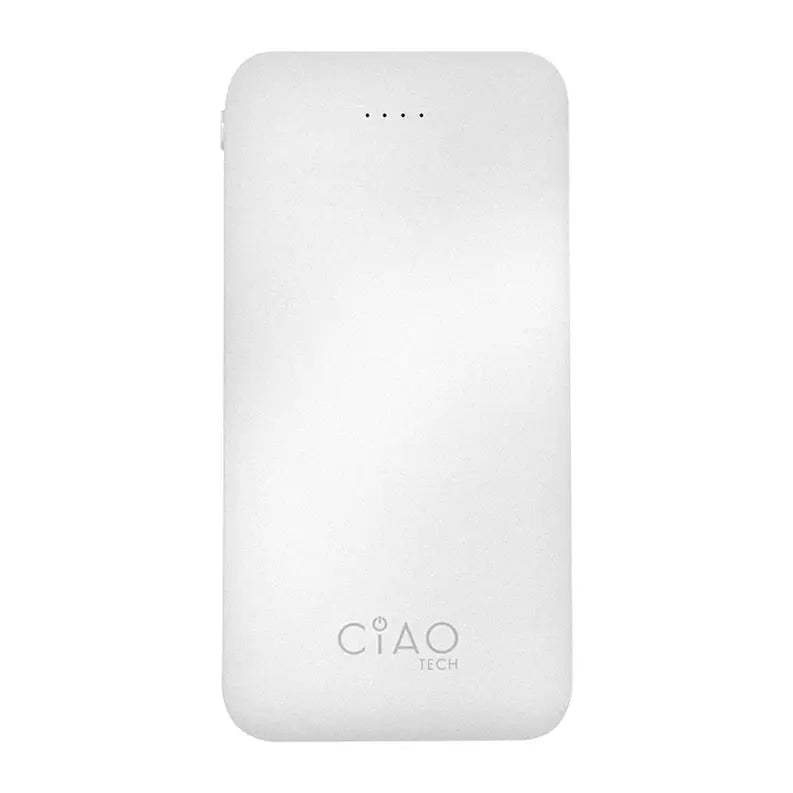 Super Slim High Performance Dual USB 10,000 mAh Solid Powerbank- White CIAO Tech