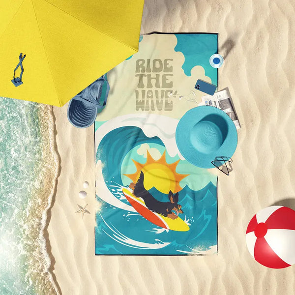 Surfer Dog Longhair Red Dachshund Premium Beach Towel Caroline's Treasures