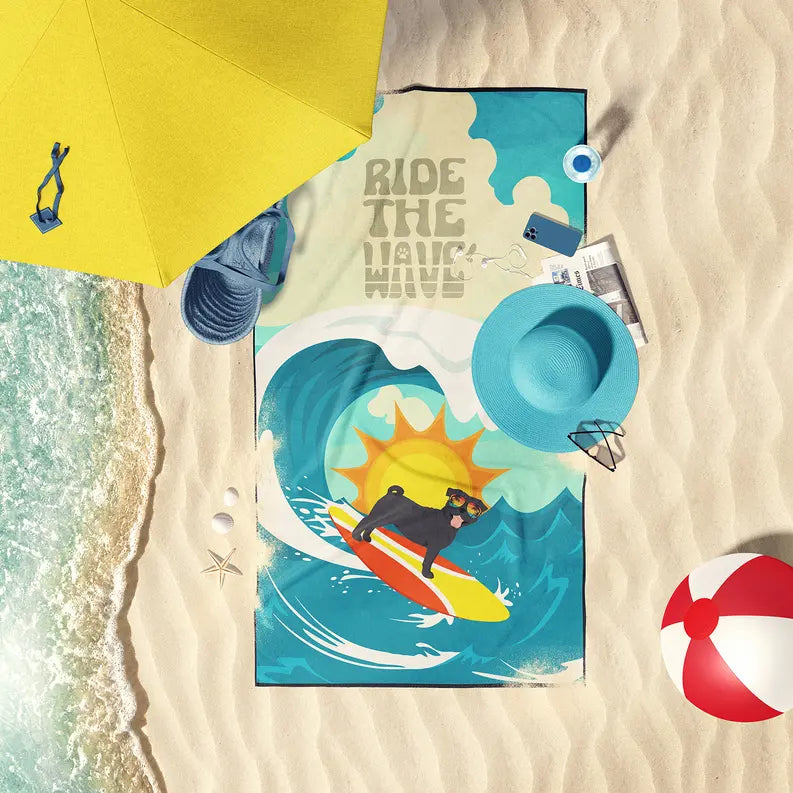 Surfer Dog Shih Tzu Premium Beach Towel Caroline's Treasures