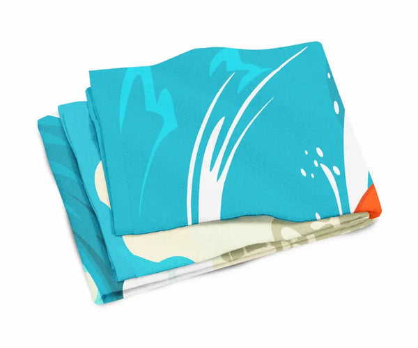 Surfer Dog White Boxer Premium Beach Towel Caroline's Treasures