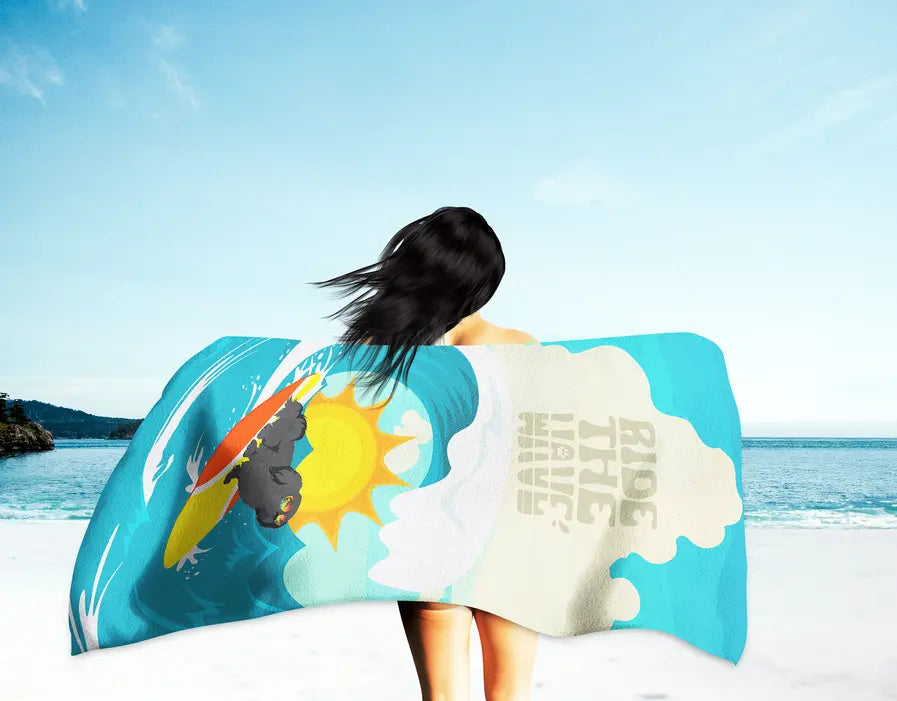 Surfer Dog White Pekingese Premium Beach Towel Caroline's Treasures