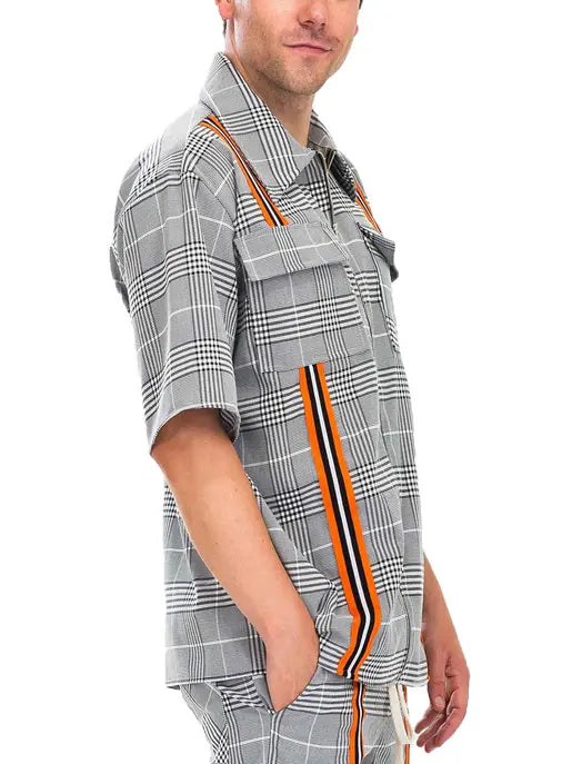 TAPED PLAID ZIP UP SHIRT WEIV