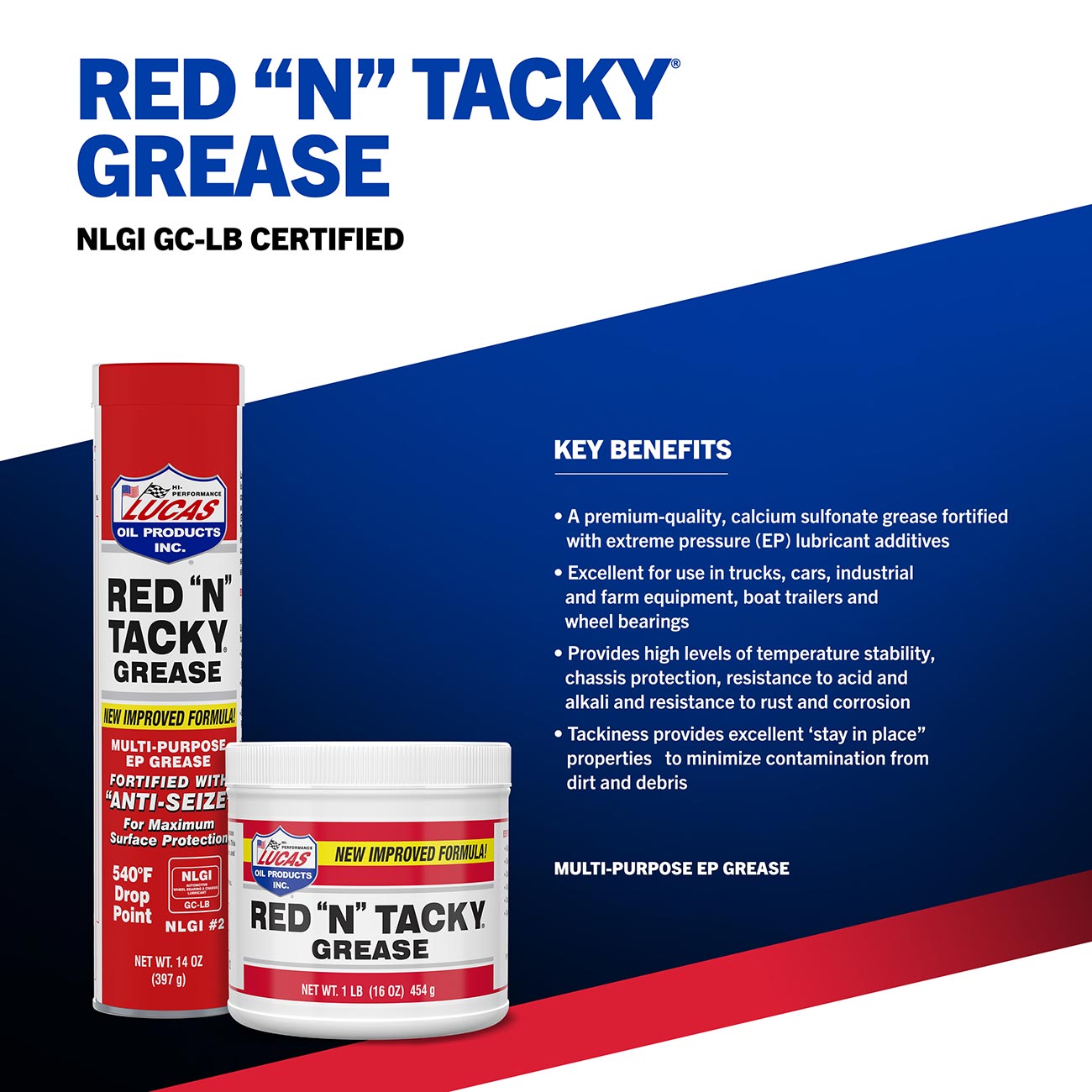 Lucas Oil Red N Tacky Grease - 14 Ounce Tube - Auto Supplies