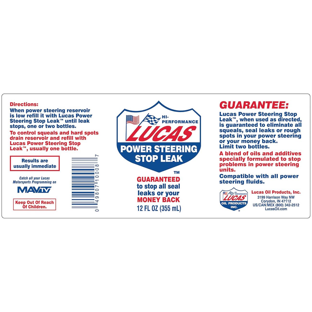 Lucas Oil Power Steering Stop Leak - 12 Ounce - Auto Supplies