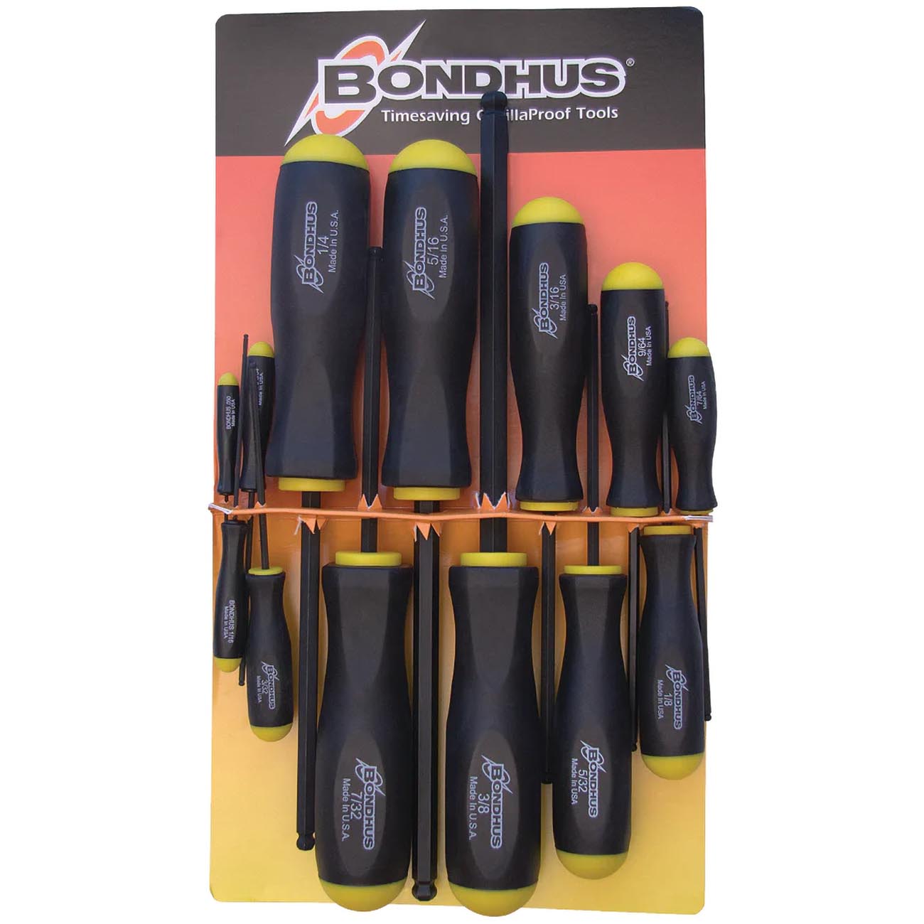 Bondhus Balldriver Sae Hex Ball End Screwdrivers .050" To 3/8" (13 Piece) - Hand Tools