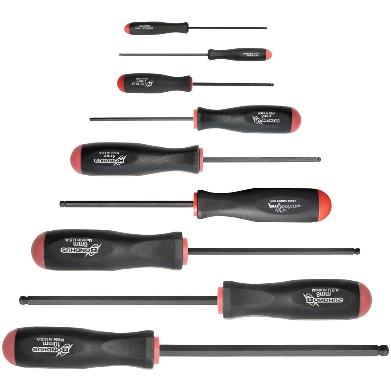 Bondhus Balldriver Metric Hex Ball End Screwdrivers 1.5mm To 10mm (9 Piece) - Hand Tools
