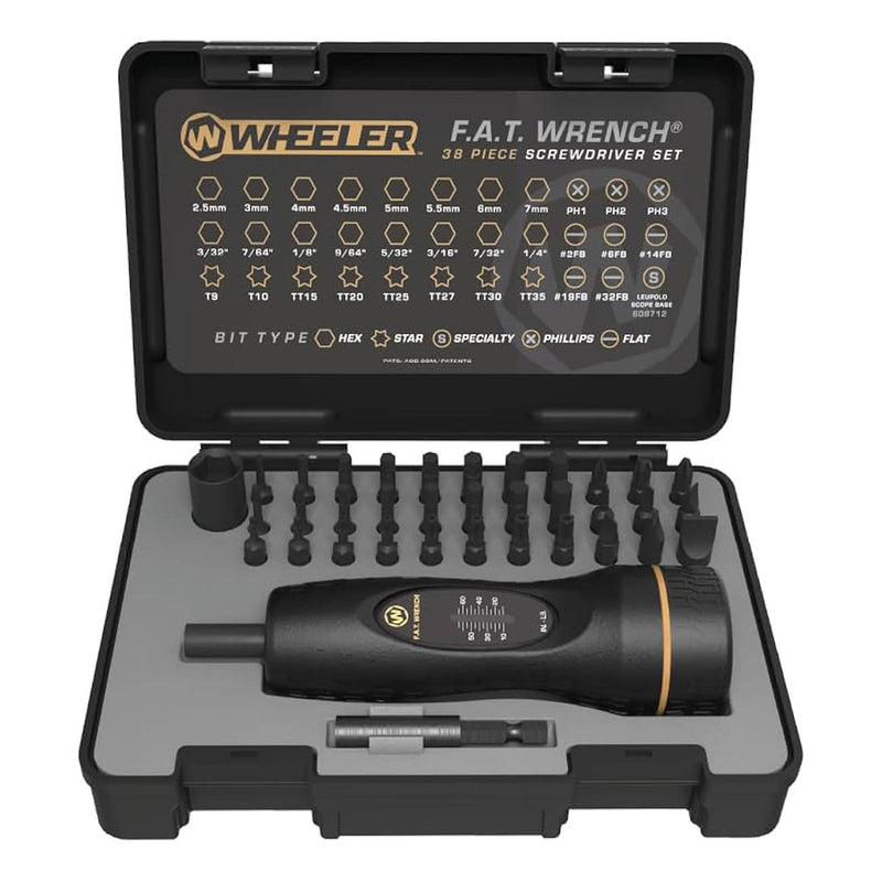 Black 38-piece F.A.T. Wrench set case with bit organizer and torque screwdriver