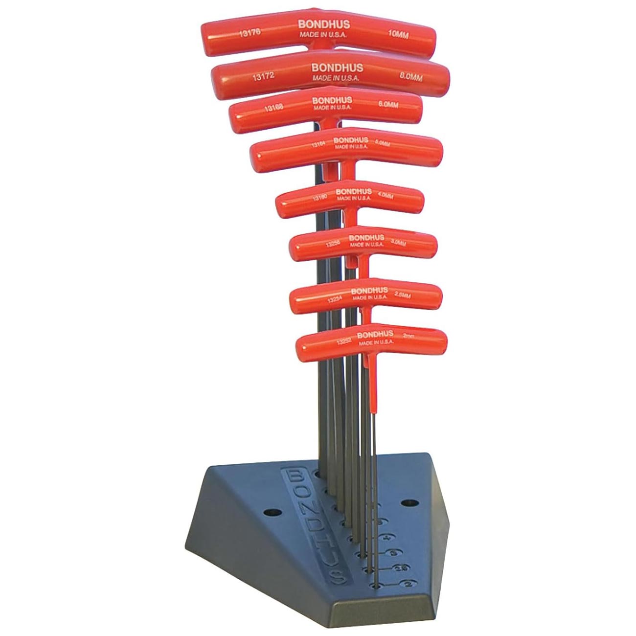Bondhus Balldriver Metric Hex Ball End T-handle Wrenches With Stand 2 To 10mm (8 Piece) - Hand Tools