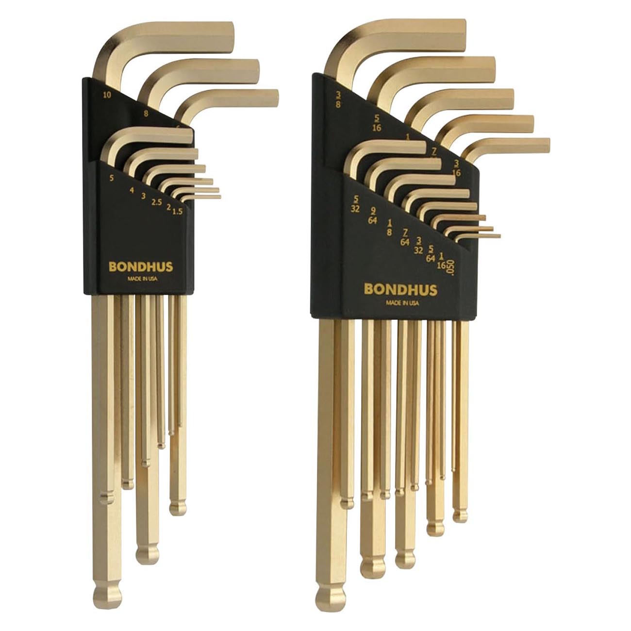 Bondhus Goldguard Plated Balldriver Metric/sae Ball End Hex L-keys Double Set (22 Piece) - Hand Tools
