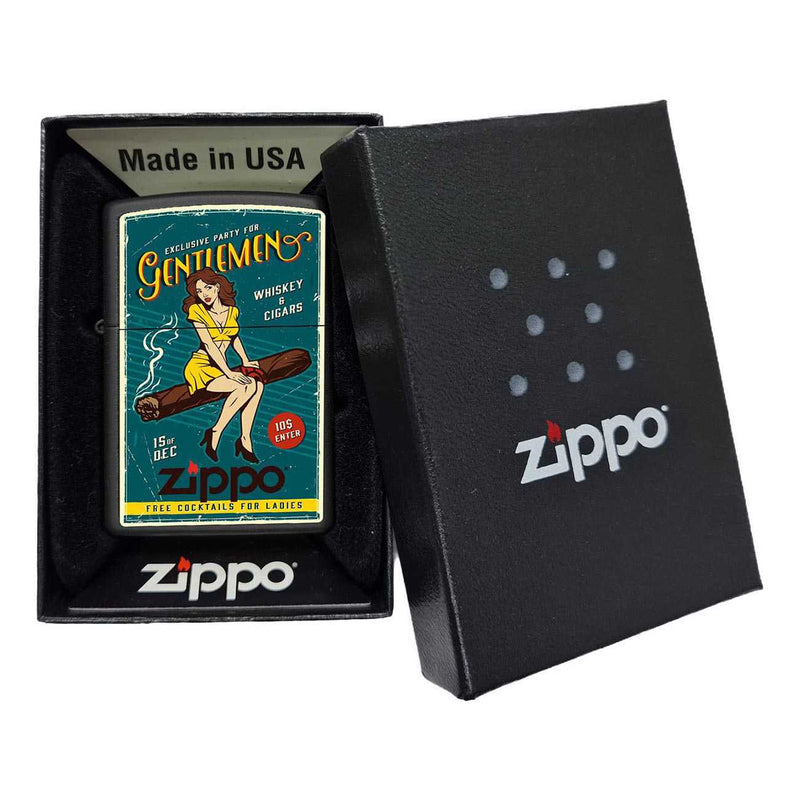 *218cigargirl* Zippo 81329 Windproof Lighter Cigar Pin-up Girl Black Matte - Sports & Outdoor