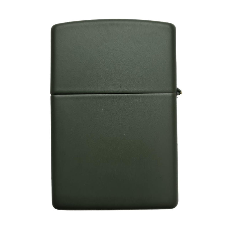 Matte green Zippo windproof lighter back panel, plain finish