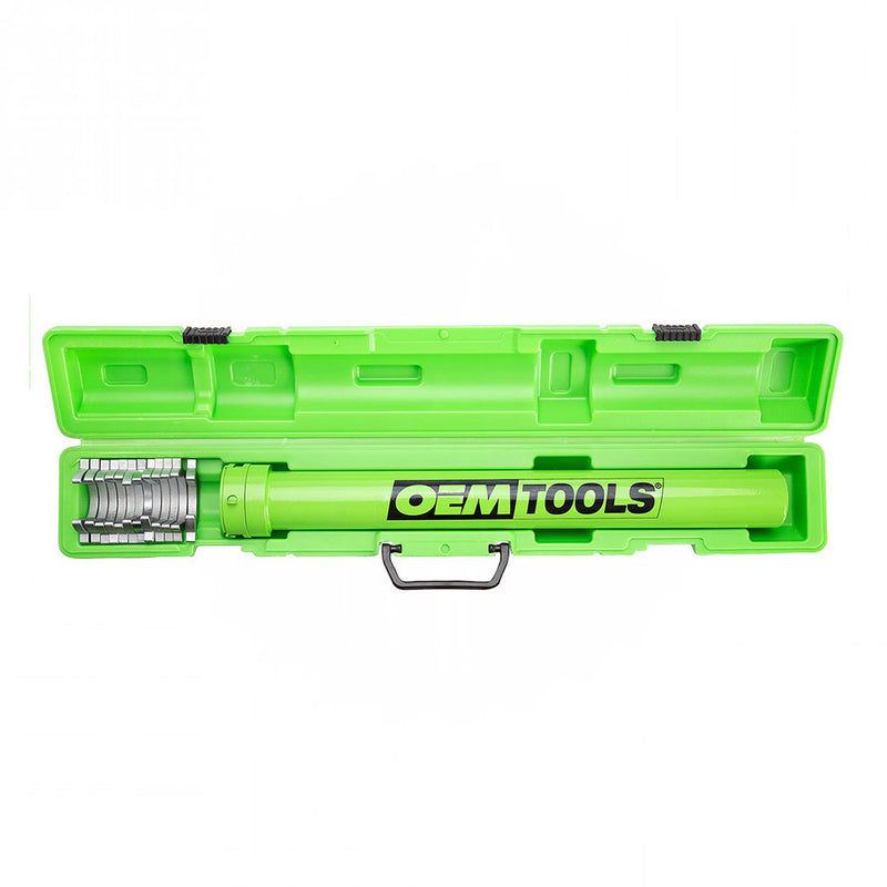 Inner tie rod tool set in green case with socket heads and compact ratchet handle