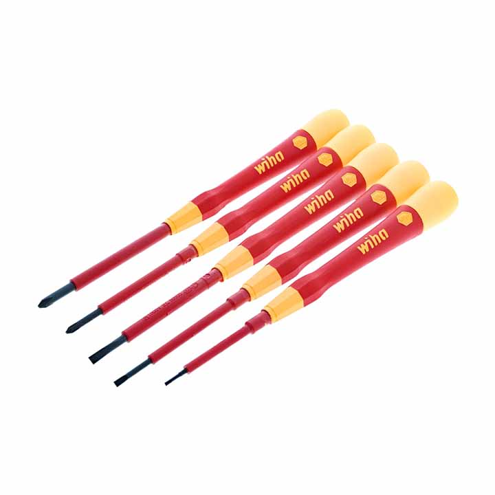 Wiha 5 Piece Insulated Picofinish Precision Screwdriver Set - Hand Tools