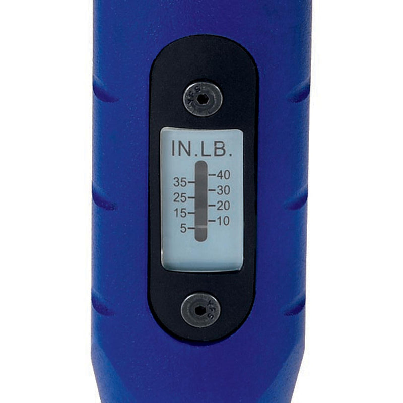 Blue torque screwdriver with IN.LB adjustment window, marked 5–40