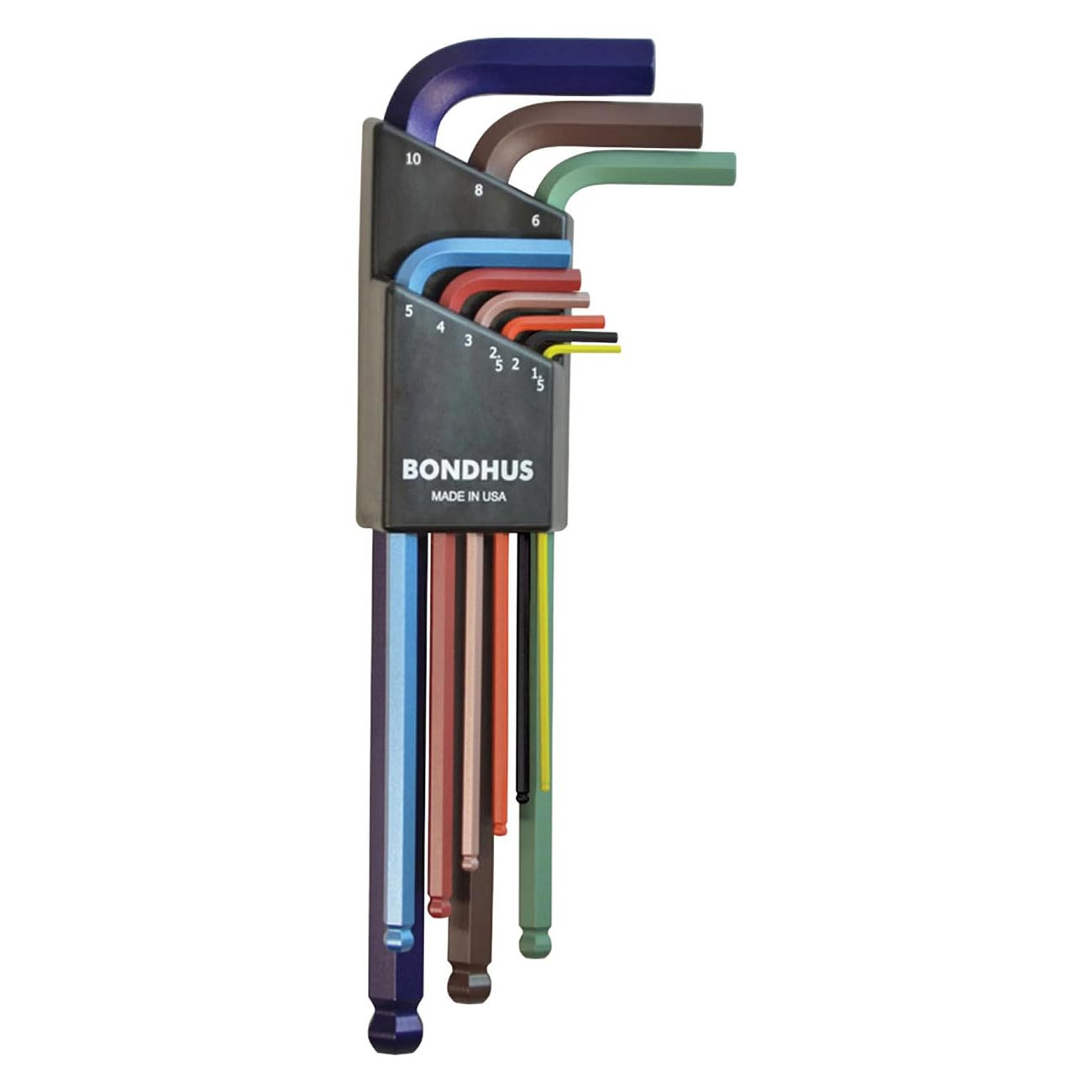 Bondhus Colorguard Plated Balldriver Metric Ball End Hex L-key Set (9 Piece) - Hand Tools