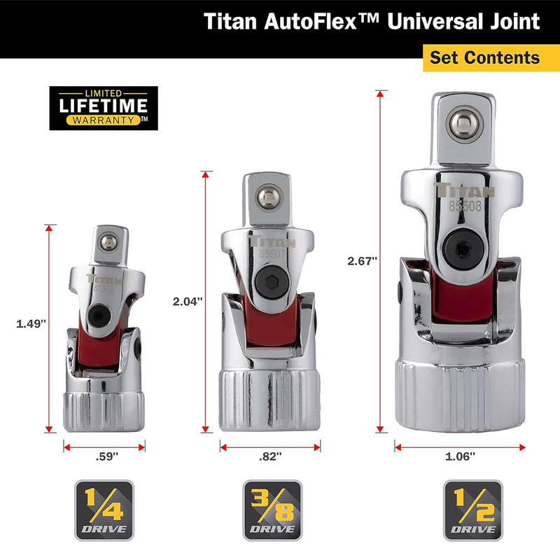 Titan Tools Auto Flex Universal Joint Socket Set (3-piece) - Hand Tools