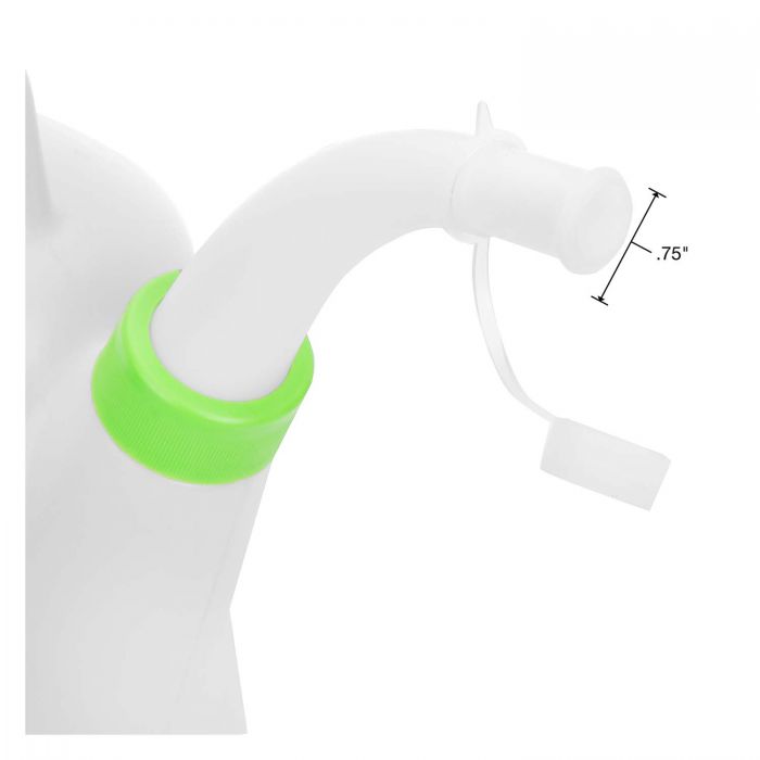 Oil jug spout with green nozzle accent and 0.75" outlet height