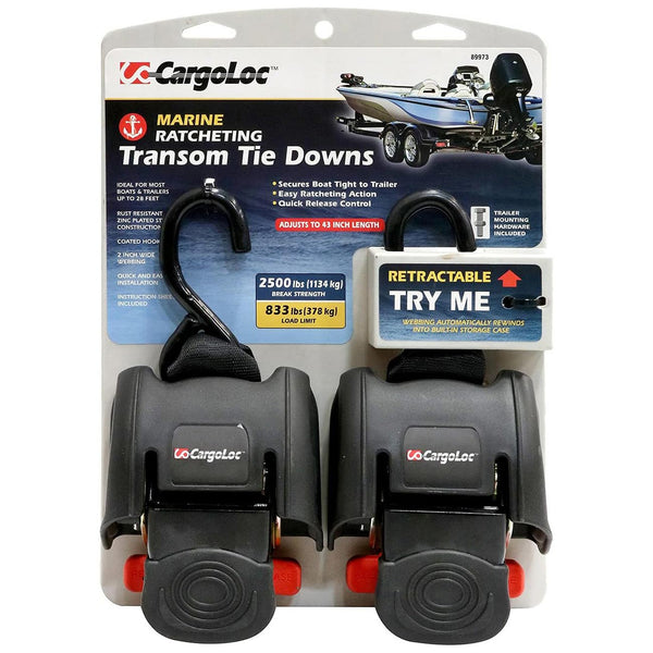 Marine ratcheting tie-down strap pair, black handles and gray ratchet housings