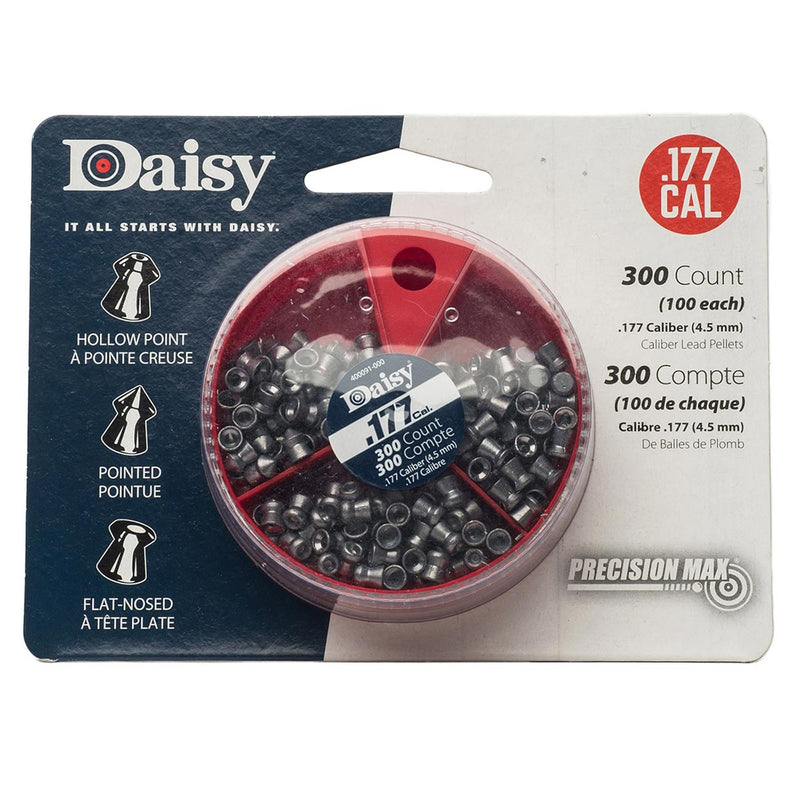 Blister pack of dark .177 caliber pointed airgun pellets, 300 count