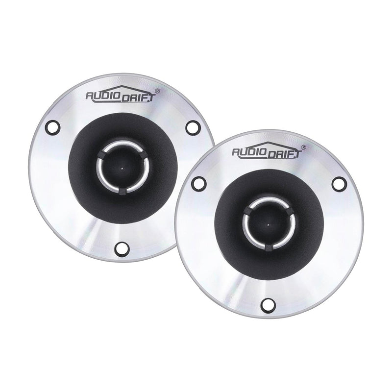 Audiodrift aluminum bullet tweeters pair with black domes and round silver grilles