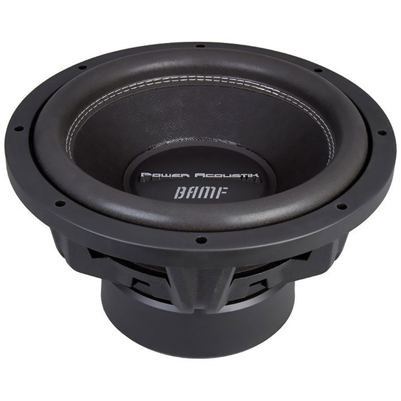 Black 15-inch subwoofer with stitched surround and Power Acoustik center badge