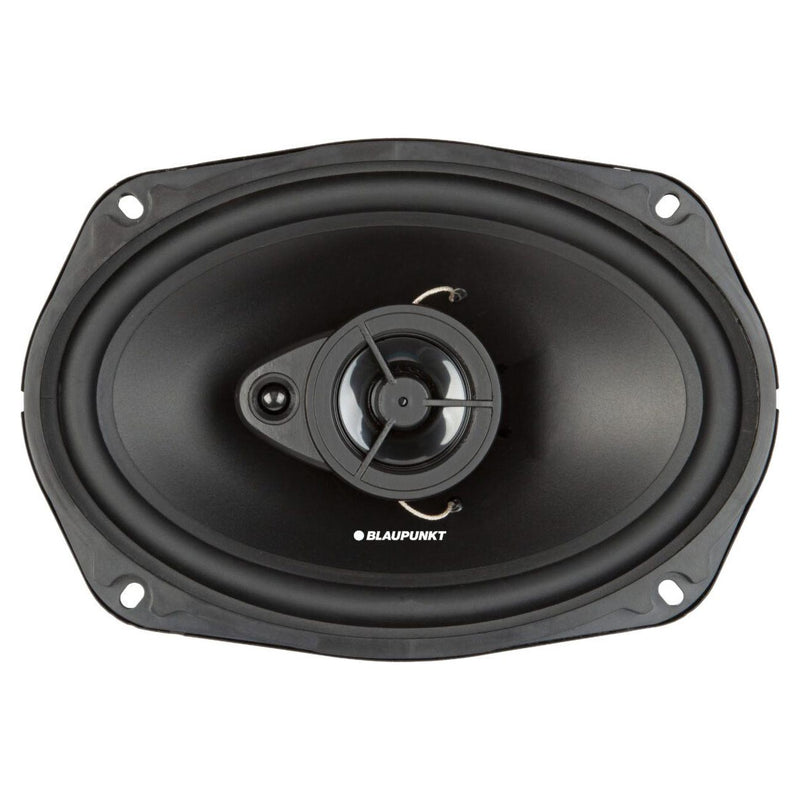 Black 6x9 coaxial woofer speaker with mounting ring and central driver