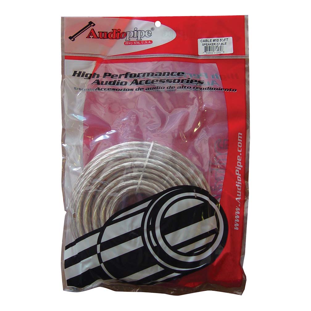 Audiopipe Speaker Wire 10-gauge 50 Foot Poly Bagged - Clear Insulation Nippon