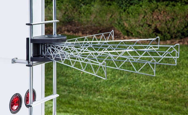 Ladder-mounted wire clothes dryer with extended drying arms and base
