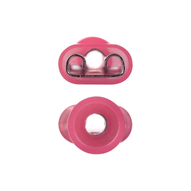 Red insulated female quick disconnect terminal with metal contact and round wire opening