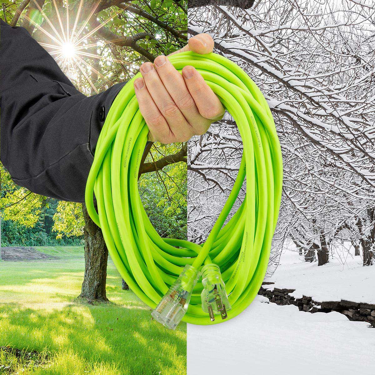 Flexzilla® Pro Extension Cord 12/3 Awg Sjtw 25' Outdoor Lighted Plug Zillagreen™ - Home & Garden