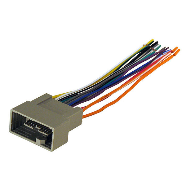 Grey wiring harness connector with multicolored wire leads