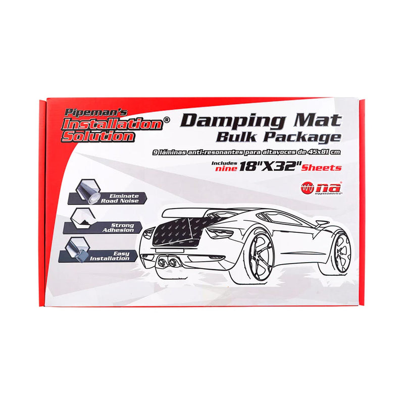 Damping Mat bulk package box front, red branding and car illustration