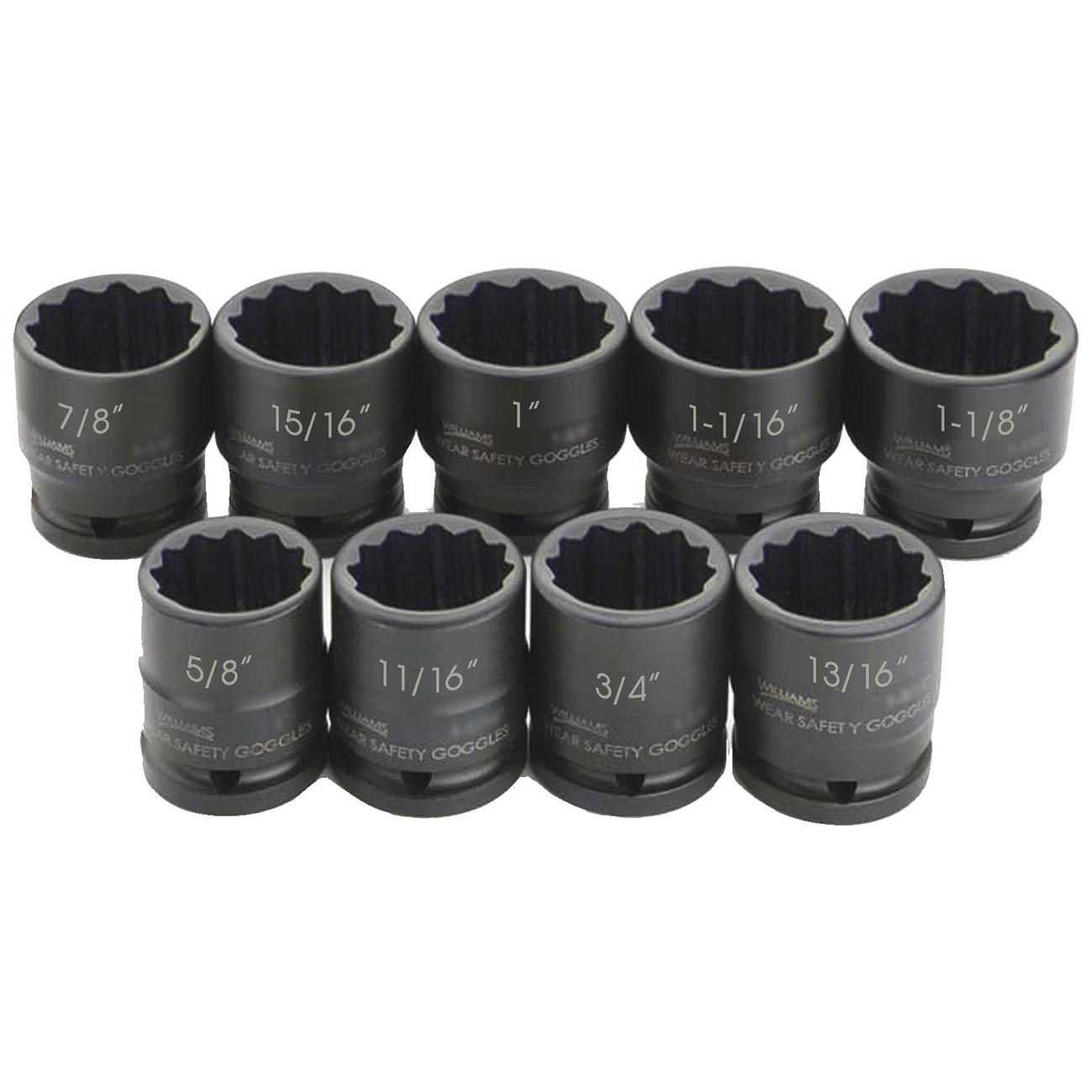 Williams 3/4″ Drive Shallow Skirt Impact Sae Socket Set - 12 Point (9 Piece) - Hand Tools
