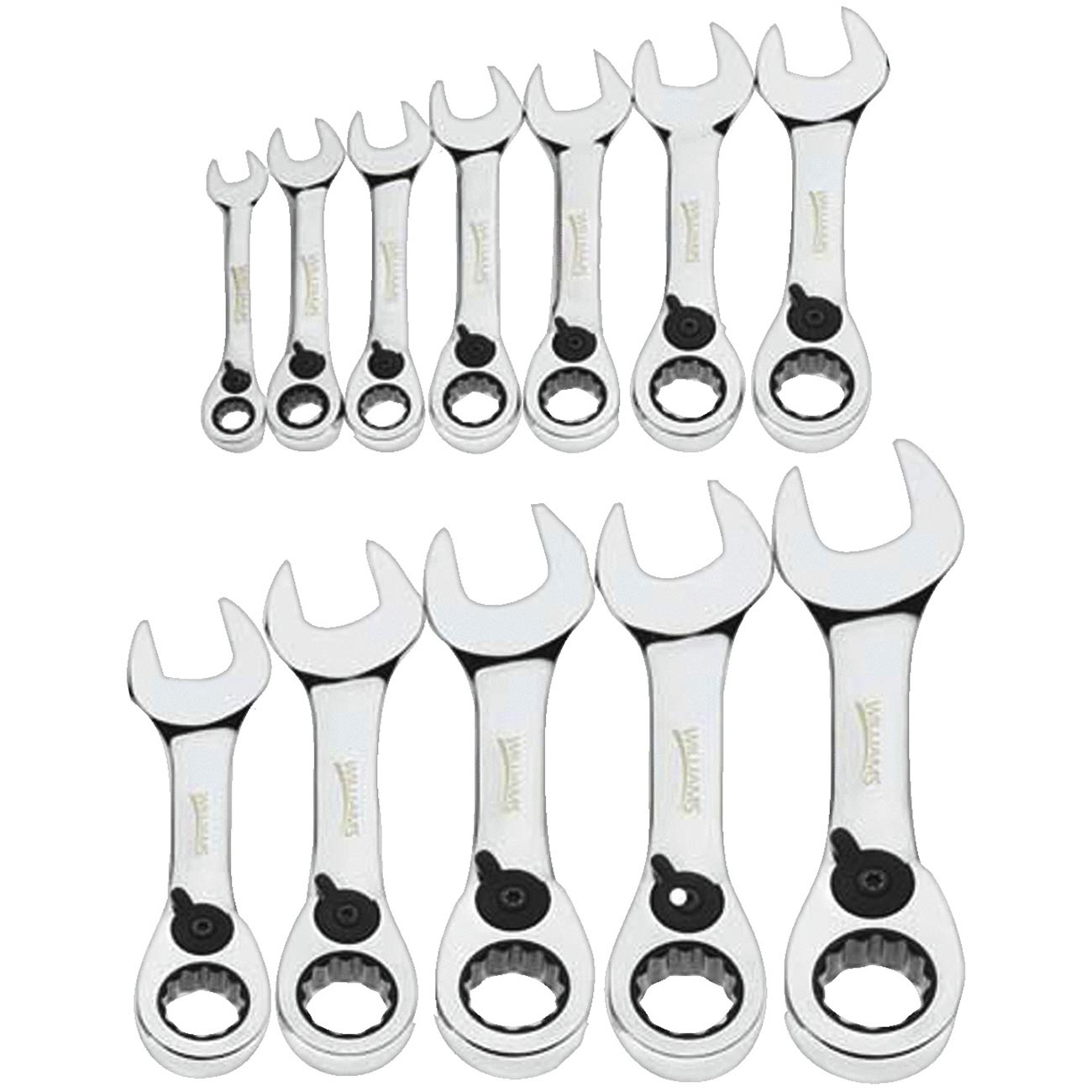 Williams Metric Stubby Reversible Ratcheting Combination Wrench Set 12-point (12 Piece) - Hand Tools