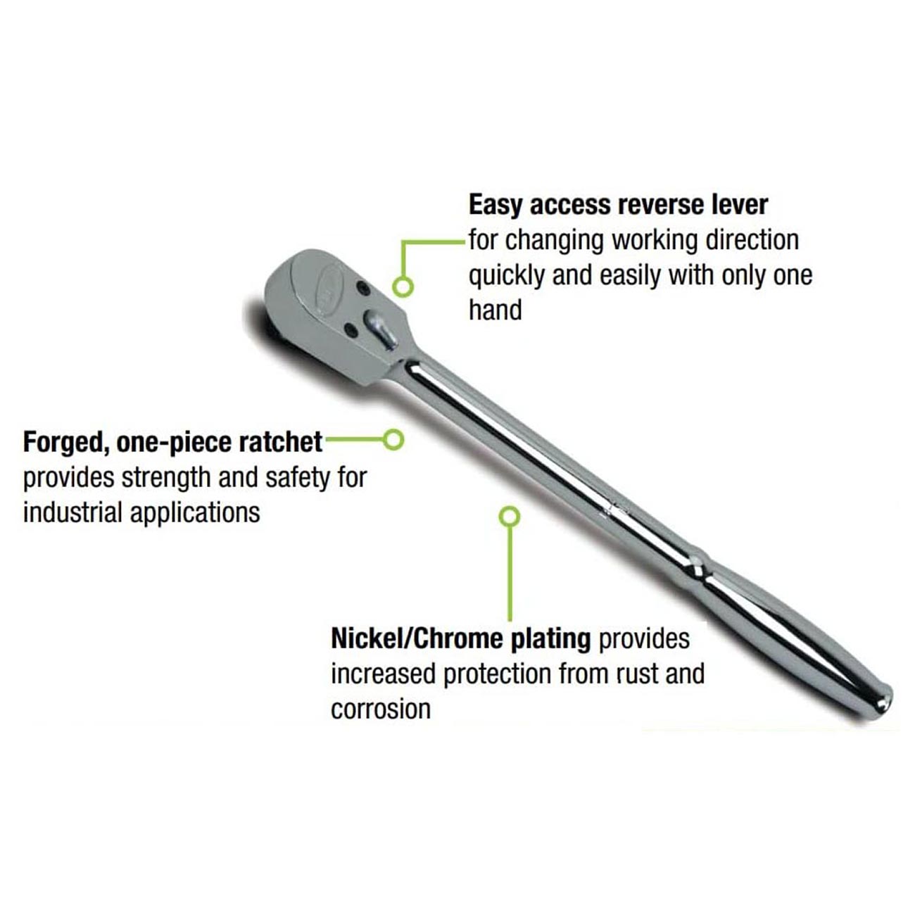 Williams 1/2" Drive Sealed Narrow Head Ratchet With 15" Long Handle 36 Teeth - Hand Tools