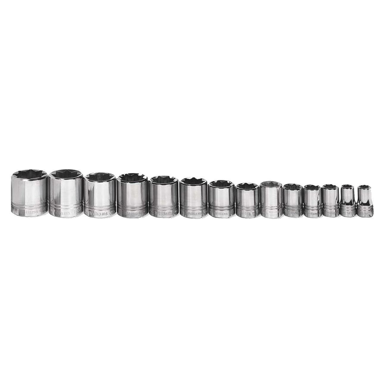 Williams 1/2″ Drive Shallow Sae Socket Set On Clip Rail 8-point (14 Piece) - Hand Tools