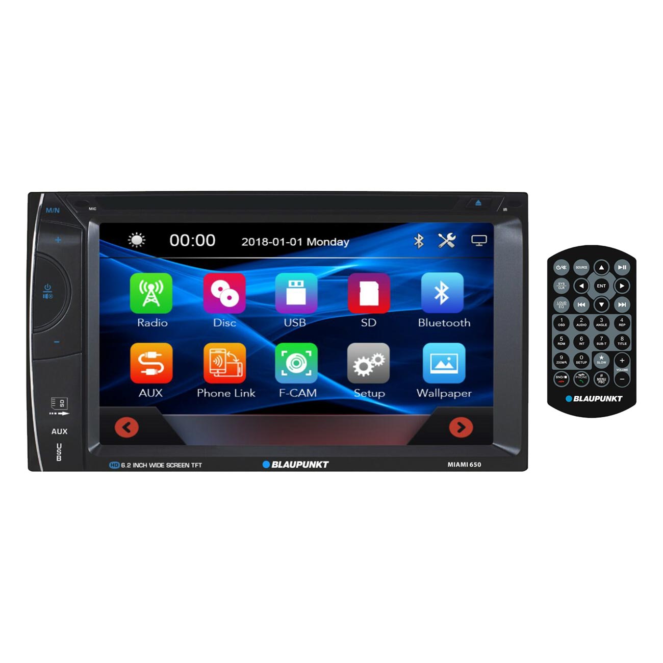 Blaupunkt 6.2” Double Din Fixed Face Touchscreen Dvd Receiver With Bluetooth Usb/sd Inputs & Remote Blaupunkt