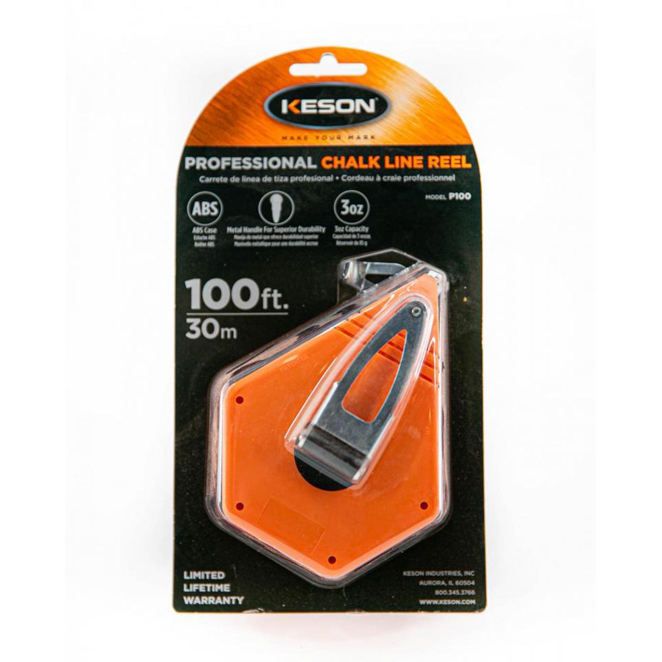 Keson Octagonal Chalk Bold Line Reel (1.5mm Thick String) - 100 Ft. - Hand Tools