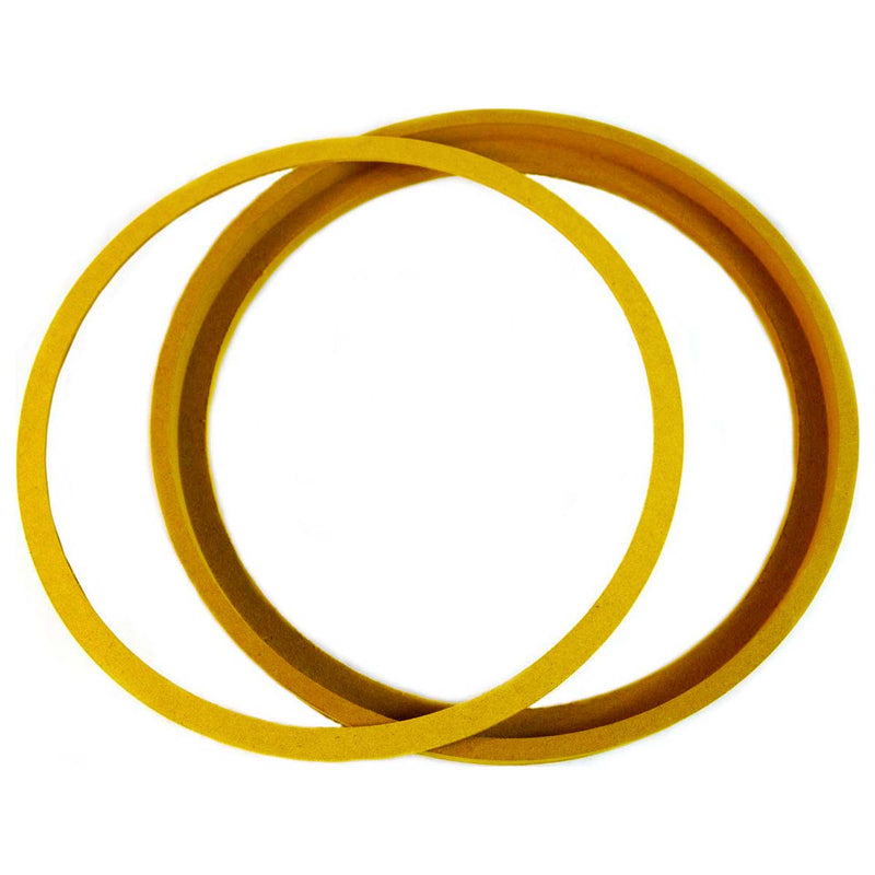 Tan-brown MDF speaker ring pair with bezel, circular recess rings stacked