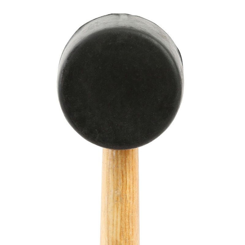 Rubber mallet with flat black rubber face and wooden handle