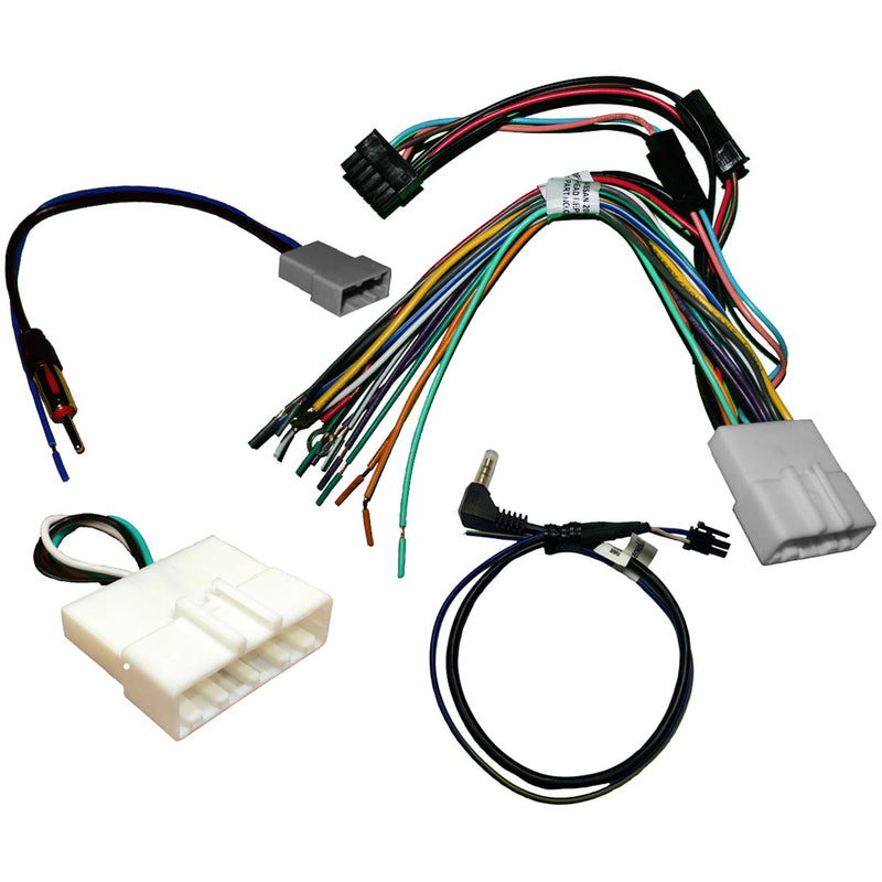 Radio replacement interface kit with prewired harness and plug connectors