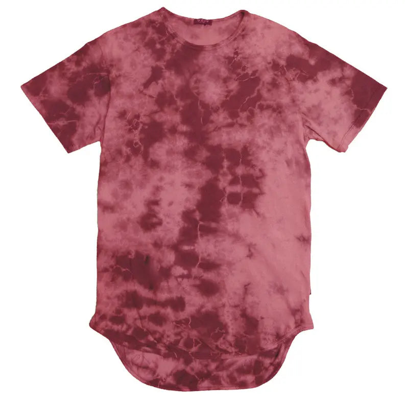 TYE DYE SCALLOP TEE- MAROON WEIV