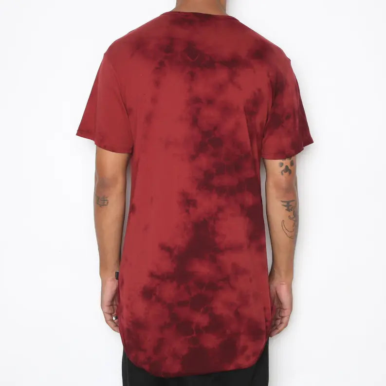 TYE DYE SCALLOP TEE- MAROON WEIV