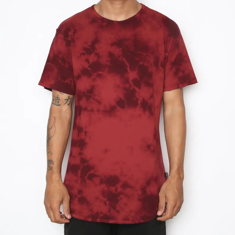 TYE DYE SCALLOP TEE- MAROON WEIV